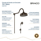 CHUVEIRO COM DESVIADOR BRONZE ESCOVADO