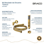 KIT DESVIADOR CHUVEIRO DE TETO MODERNO DOURADO ESCOVADO