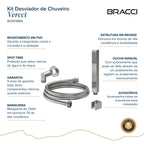 KIT DESVIADOR CHUVEIRO DE TETO MODERNO AÇO ESCOVADO
