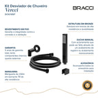 KIT DESVIADOR CHUVEIRO DE TETO MODERNO PRETO FOSCO