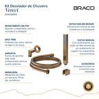 KIT DESVIADOR CHUVEIRO DE TETO MODERNO ROSE ESCOVADO