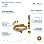 KIT DESVIADOR CHUVEIRO DE TETO MODERNO DOURADO