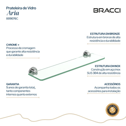 PRATELEIRA VIDRO ARIA CROMADO