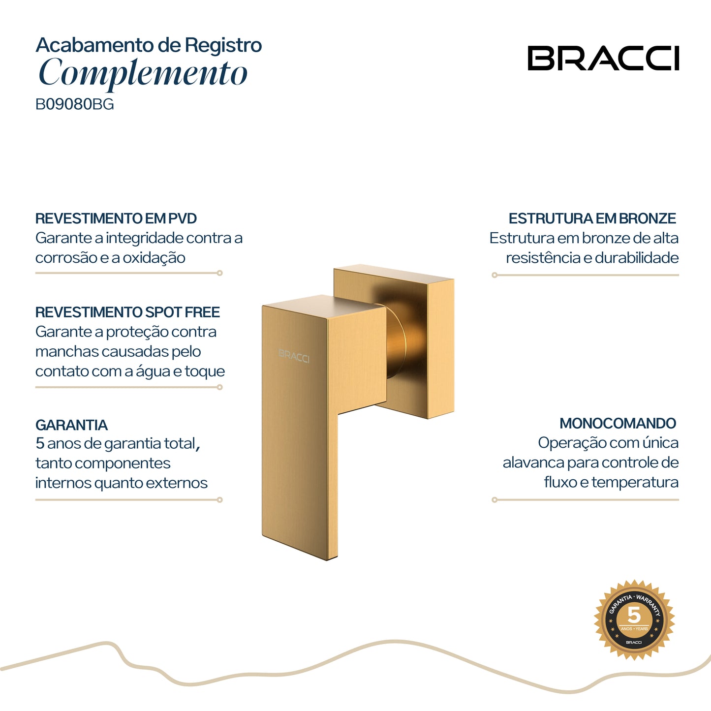 ACABAMENTO DE REGISTRO  DOURADO ESCOVADO