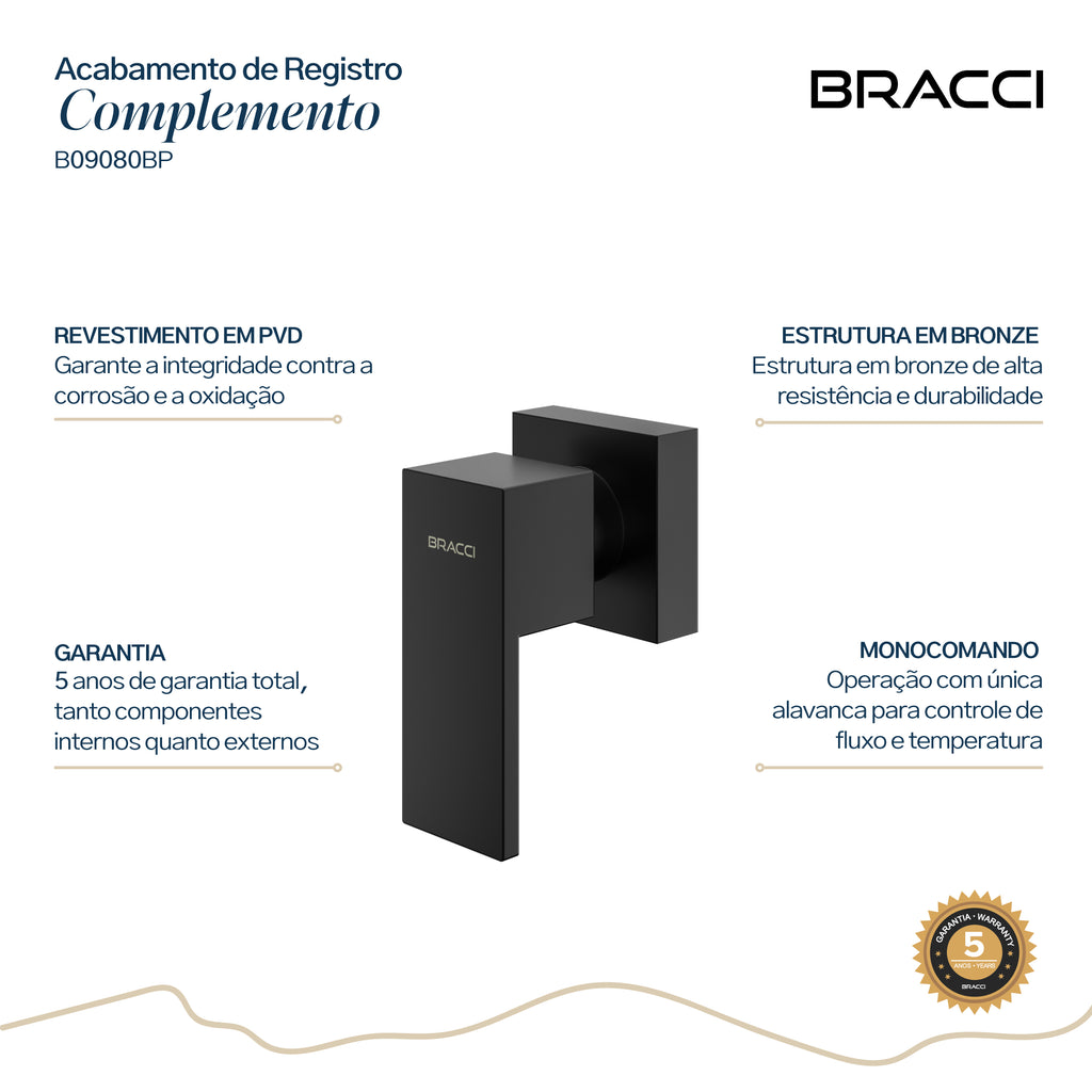 ACABAMENTO DE REGISTRO PRETO PVD