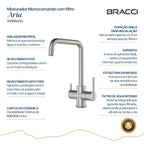 MISTURADOR COZINHA FILTRO ARIA BASIC AÇO ESCOVADO