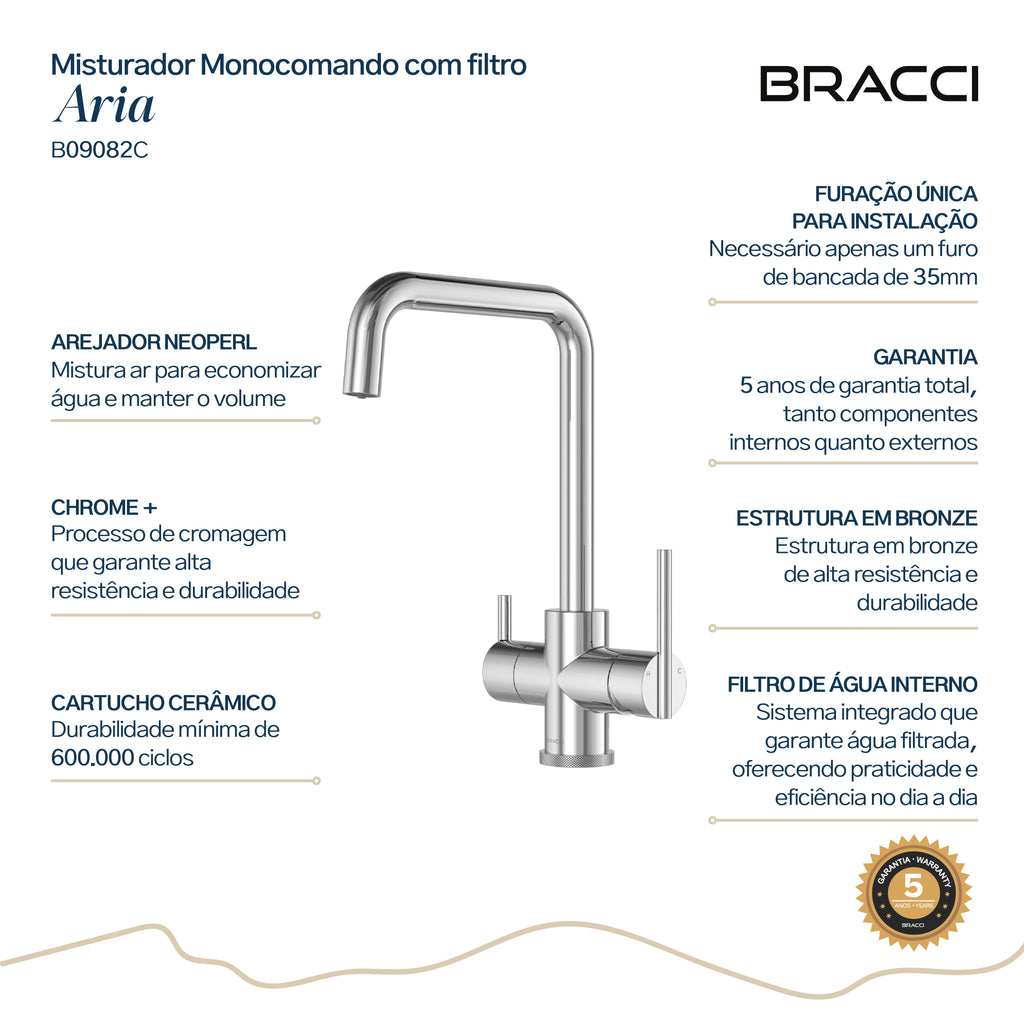 MISTURADOR COZINHA FILTRO ARIA BASIC CROMADO
