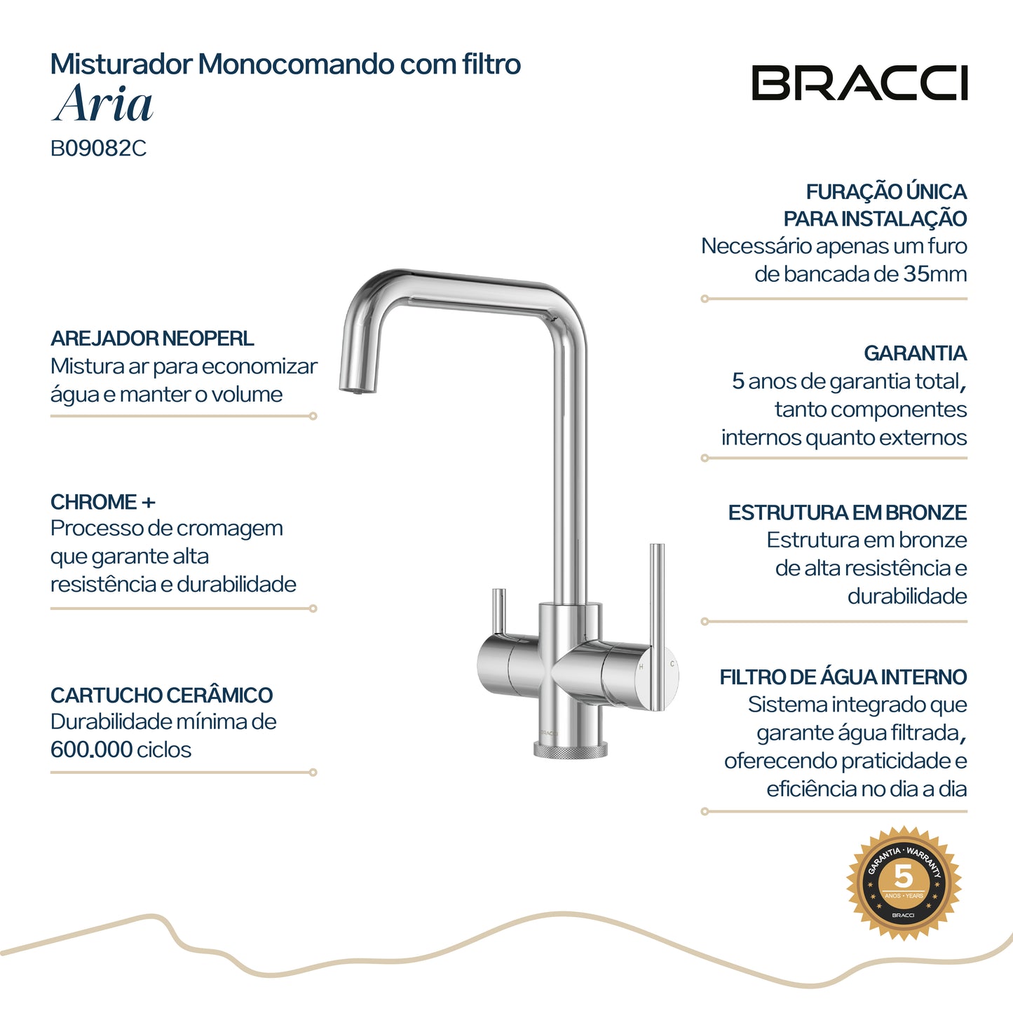 MISTURADOR COZINHA FILTRO ARIA BASIC CROMADO