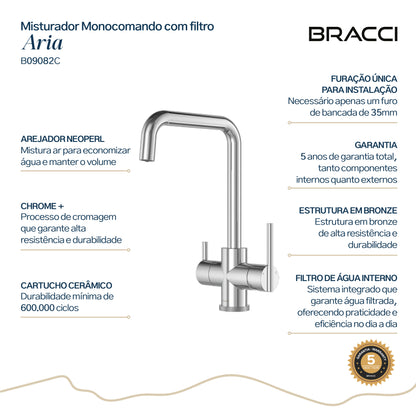 MISTURADOR COZINHA FILTRO ARIA BASIC CROMADO