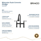 TORNEIRA DUPLO COMANDO Q/F BRIDGE PRETO PVD