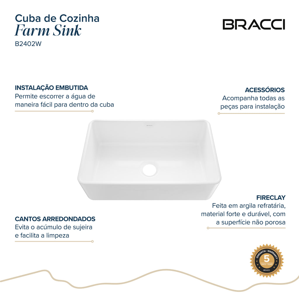 CUBA FARM SINK EM FIRECLAY 76 CM