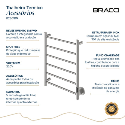 Toalheiro Térmico Aço Escovado
