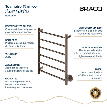 Toalheiro Térmico Bronze Escovado