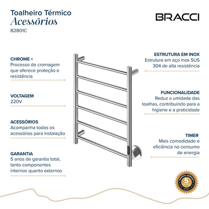 Toalheiro Térmico Cromado
