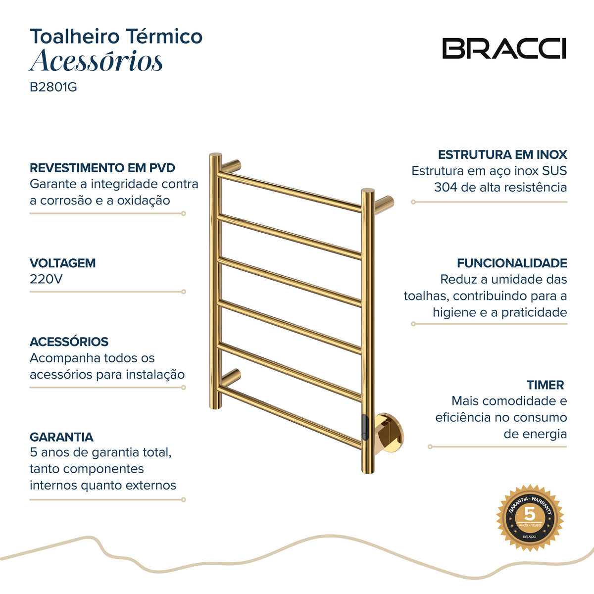 Toalheiro Térmico Dourado