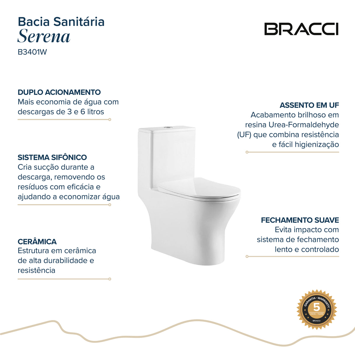 BACIA SANITÁRIA MONOBLOCO SERENA BRANCA