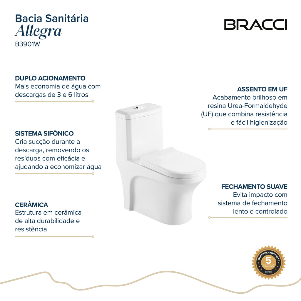 BACIA SANITÁRIA MONOBLOCO ALLEGRA BRANCA