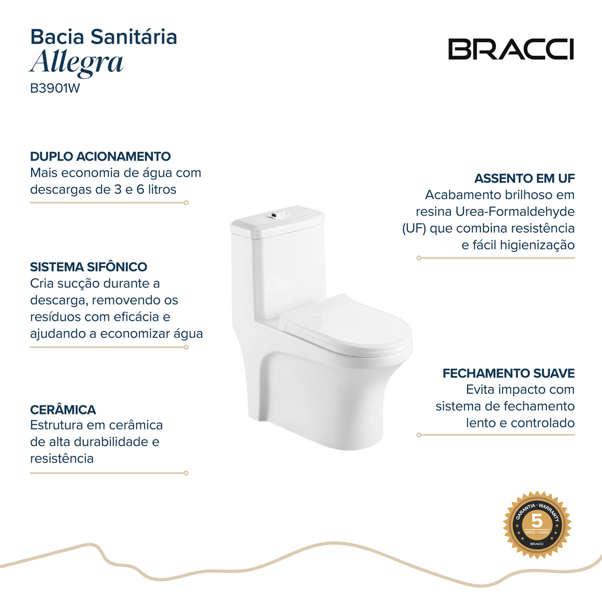 BACIA SANITÁRIA MONOBLOCO ALLEGRA BRANCA
