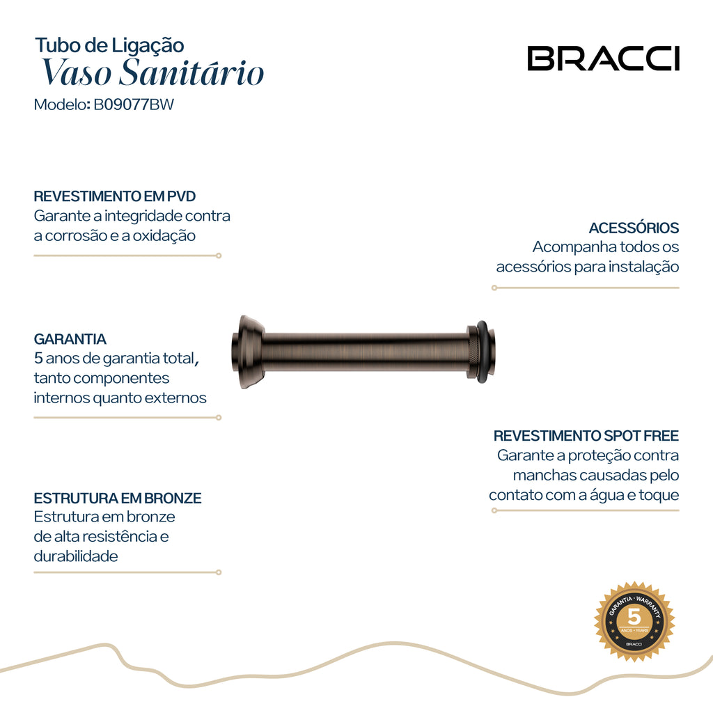 TUBO DE LIGAÇÃO VASO SANITÁRIO BRONZE ESCOVADO