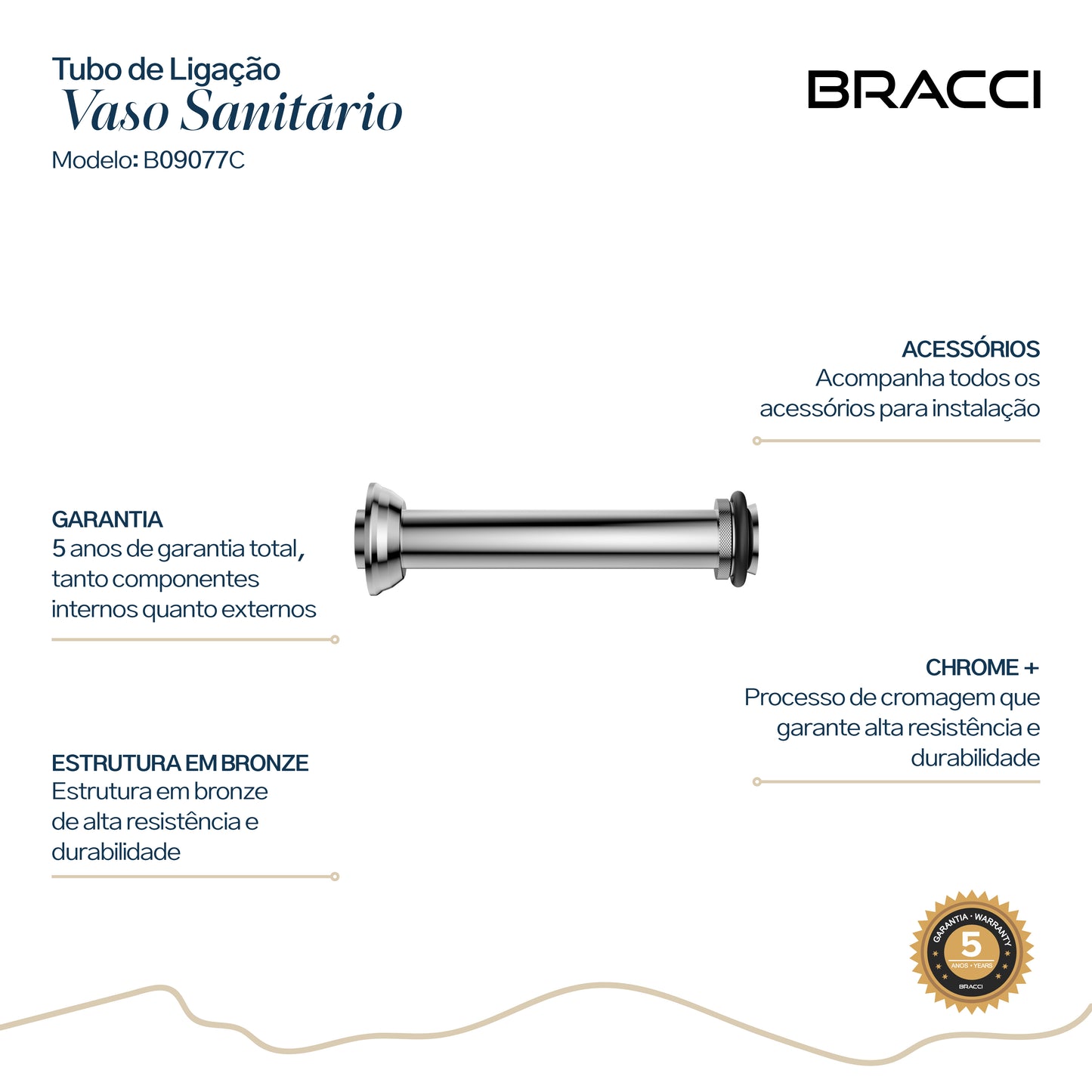 TUBO DE LIGAÇÃO VASO SANITÁRIO CROMADO