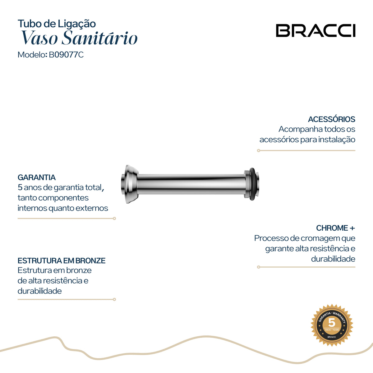 TUBO DE LIGAÇÃO VASO SANITÁRIO CROMADO