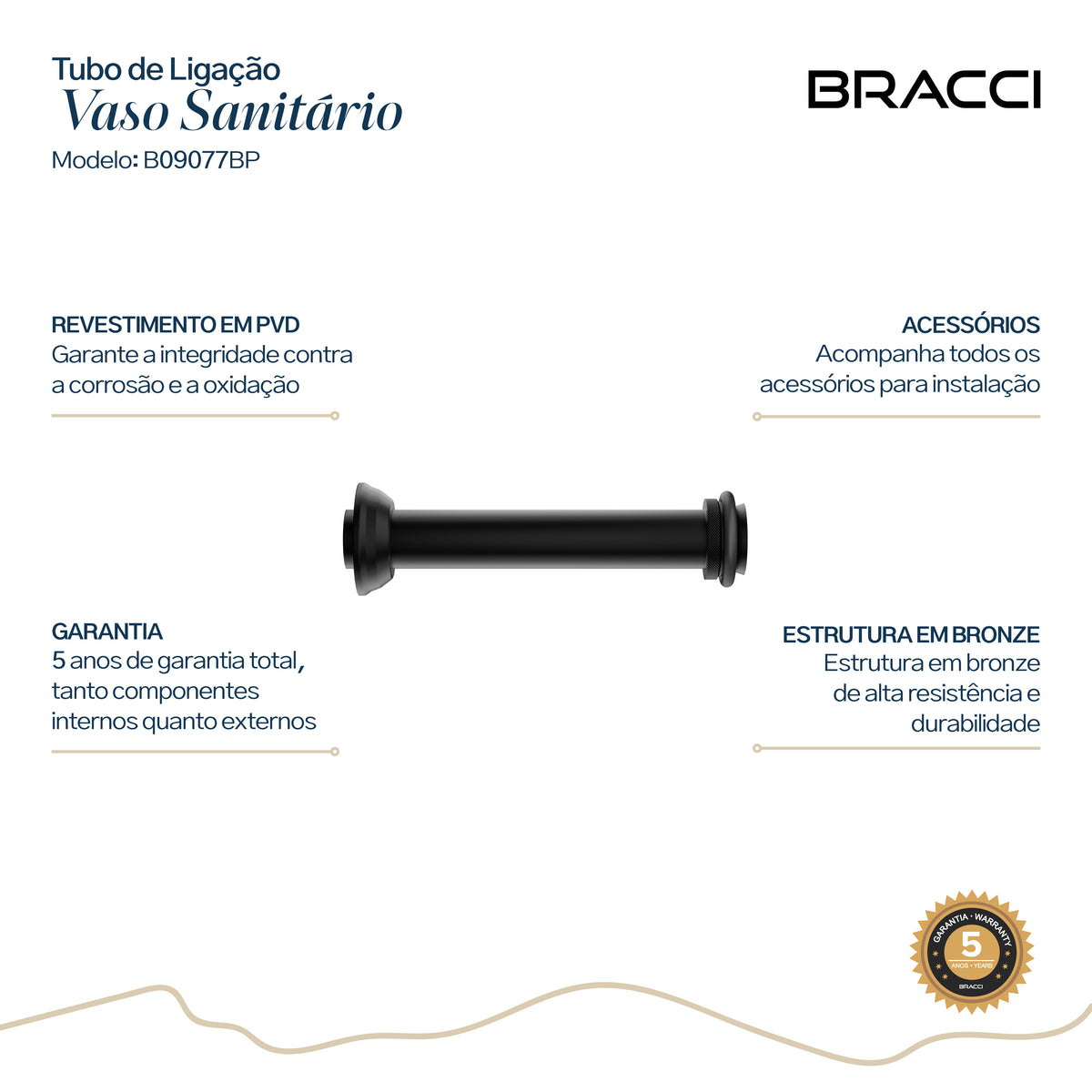 TUBO DE LIGAÇÃO VASO SANITÁRIO PRETO
