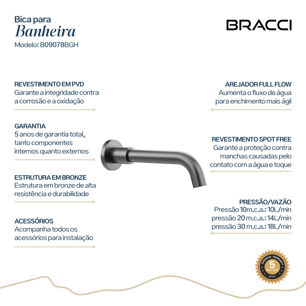 BICA PARA BANHEIRA GRAFITE ESCOVADO