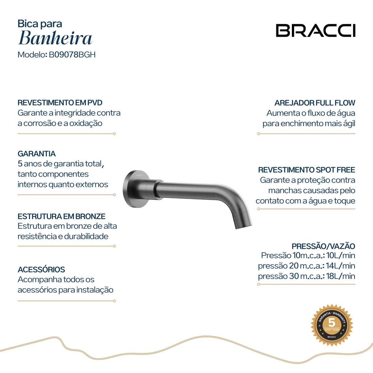 BICA PARA BANHEIRA GRAFITE ESCOVADO