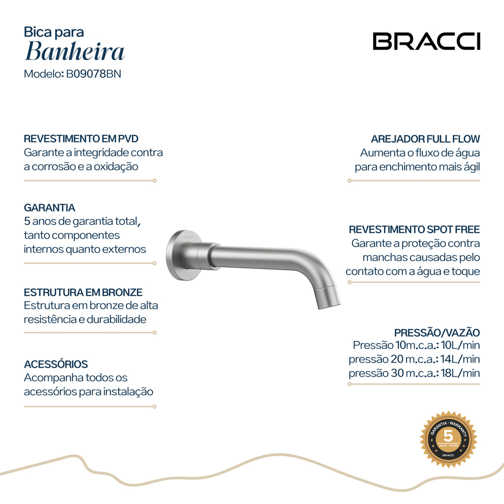 BICA PARA BANHEIRA AÇO ESCOVADO