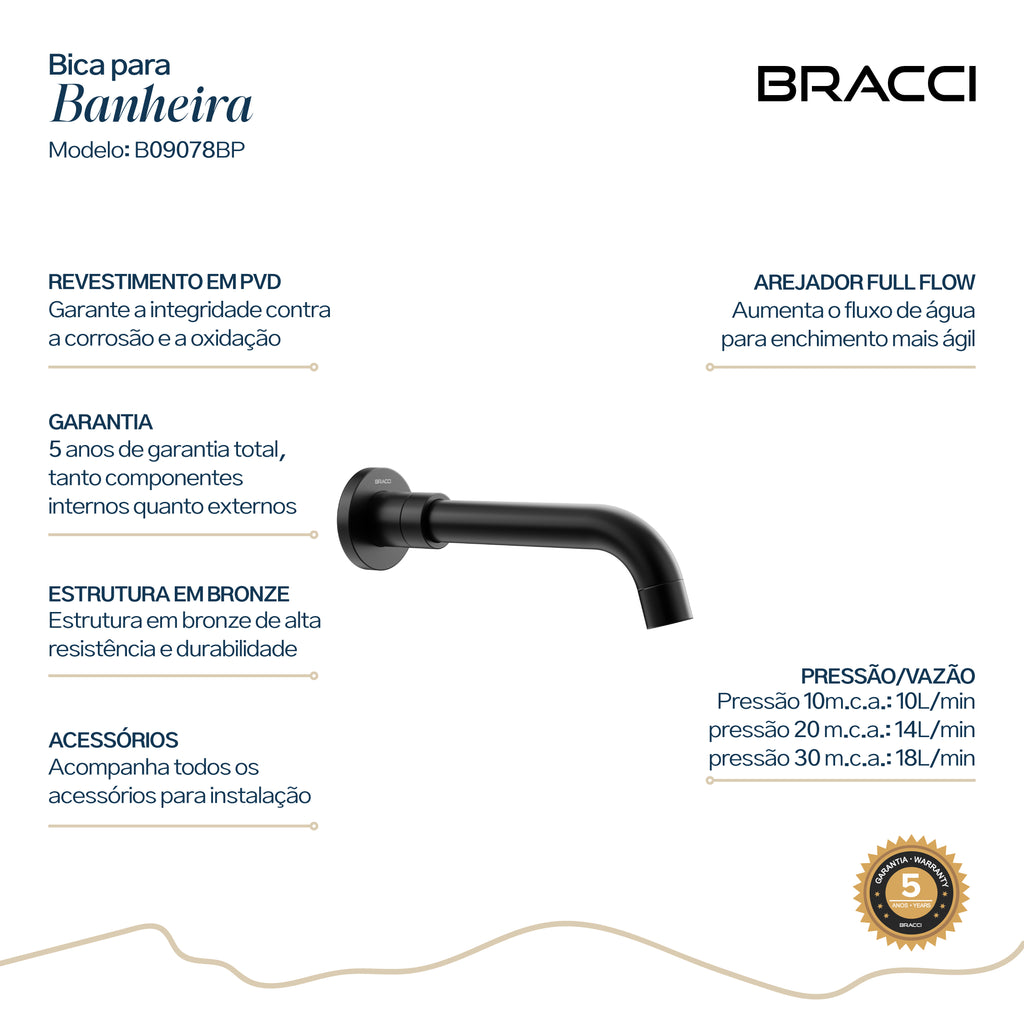 BICA PARA BANHEIRA PRETO PVD