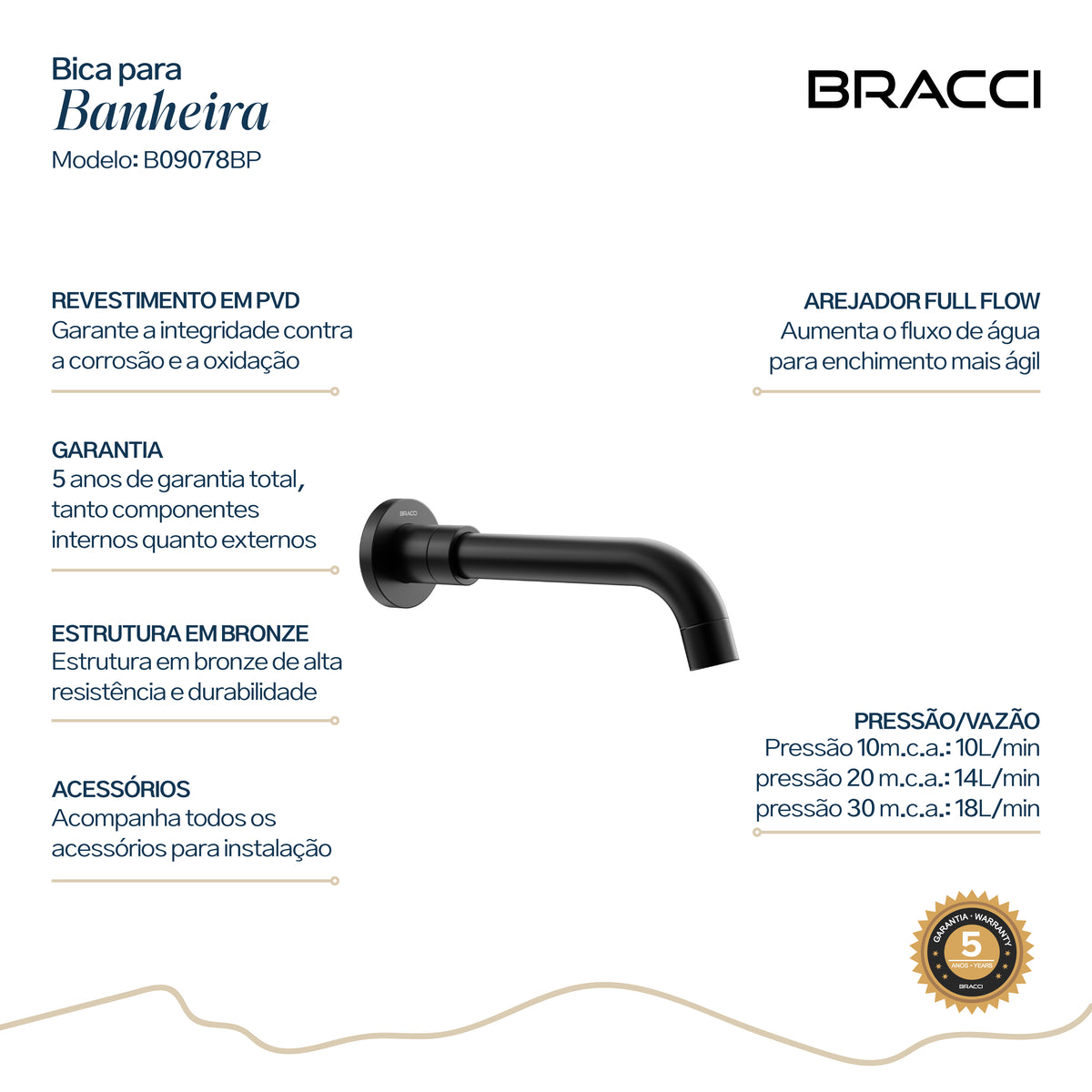 BICA PARA BANHEIRA PRETO PVD
