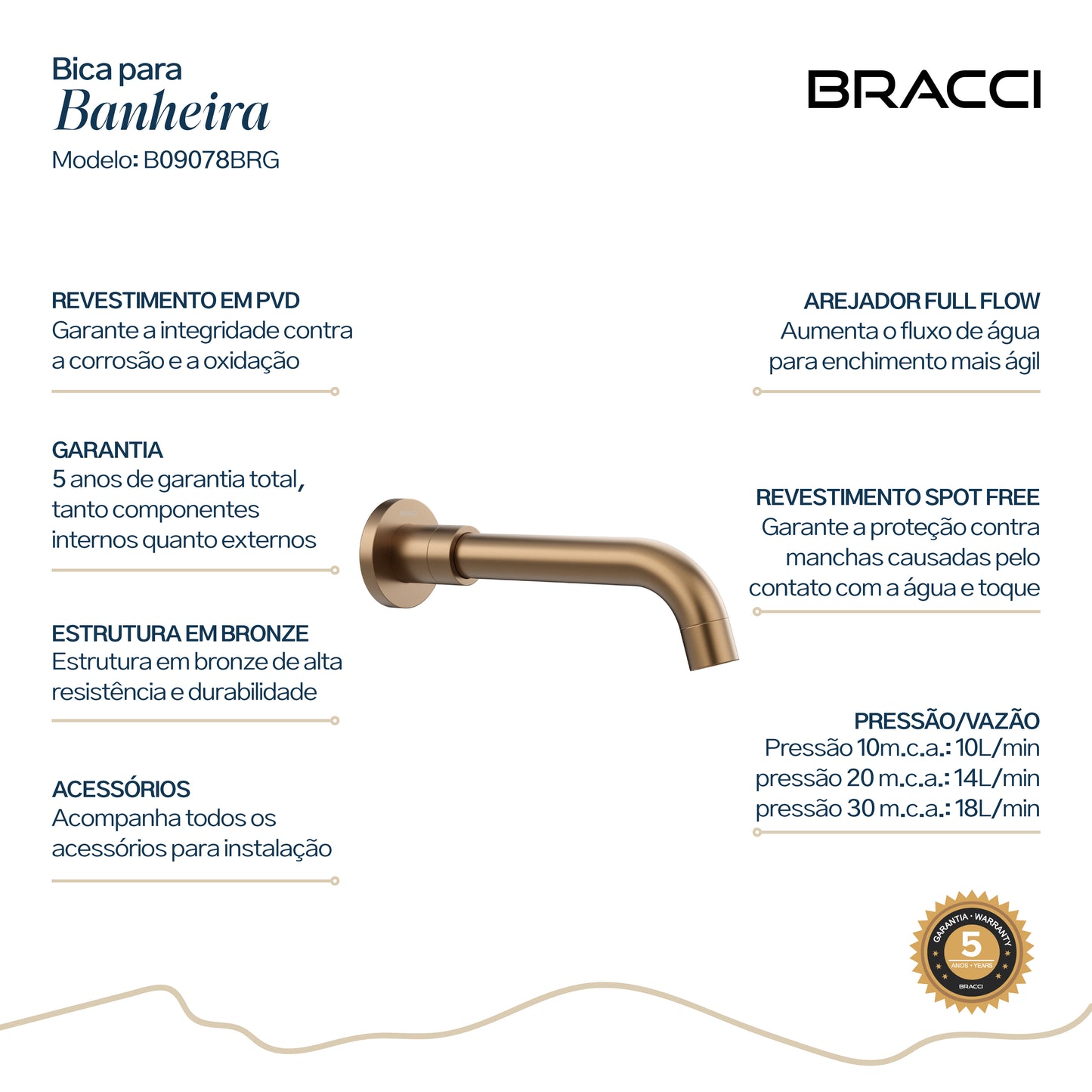 BICA PARA BANHEIRA ROSE ESCOVADO