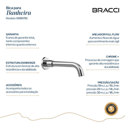BICA PARA BANHEIRA CROMADO