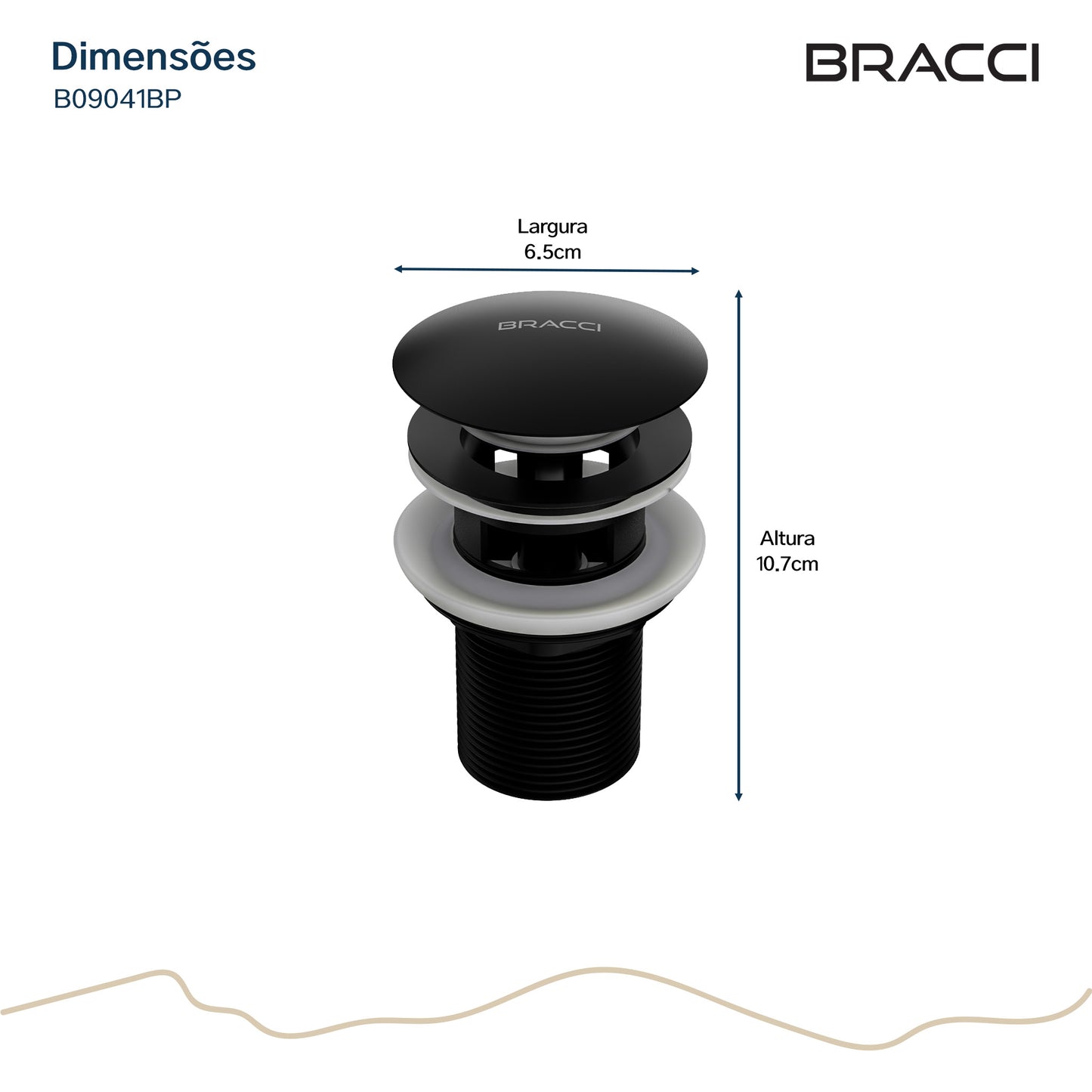 VÁLVULA DE ESCOAMENTO PRETO FOSCO COM LADRÃO