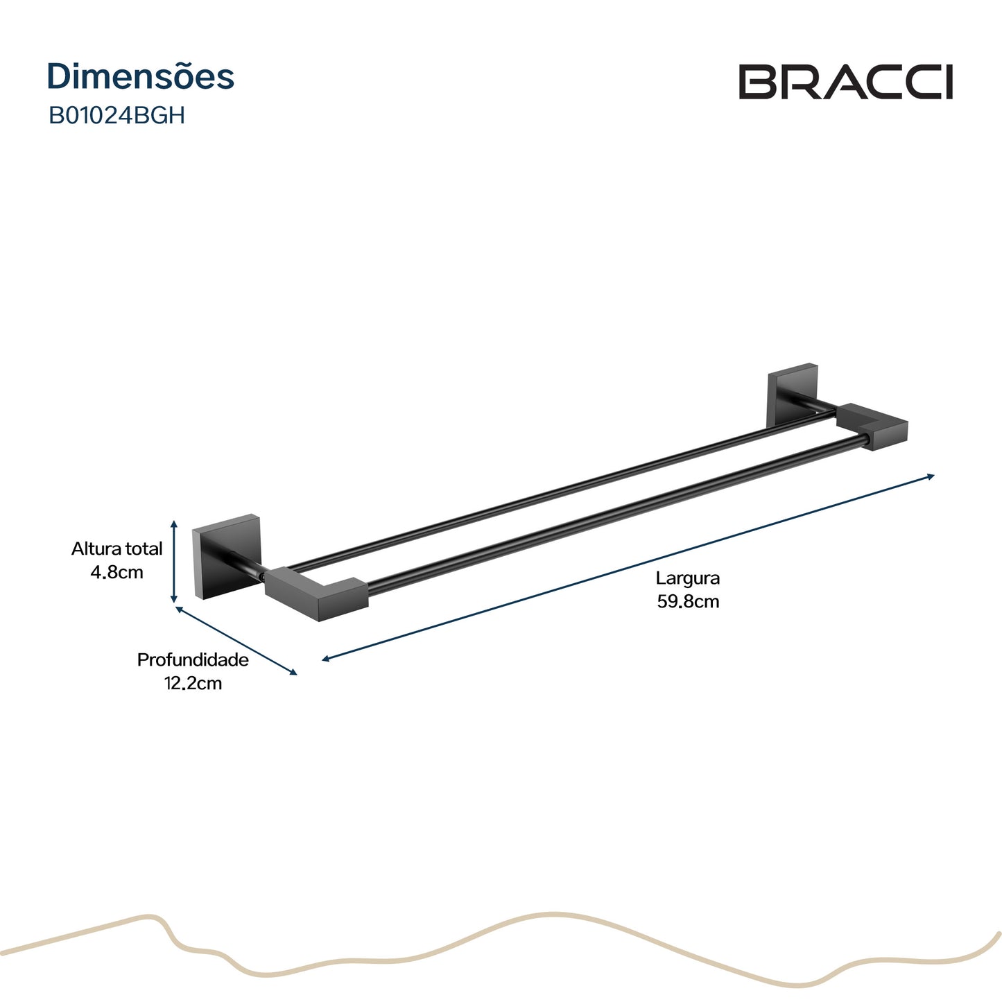 TOALHEIRO DUPLO GRAFITE ESCOVADO VERCCI