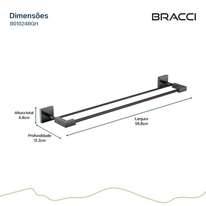 TOALHEIRO DUPLO GRAFITE ESCOVADO VERCCI