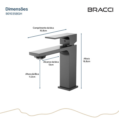 TORNEIRA MONOCOMANDO Q/F VERCCI SLIM BAIXO GRAFITE ESCOVADO