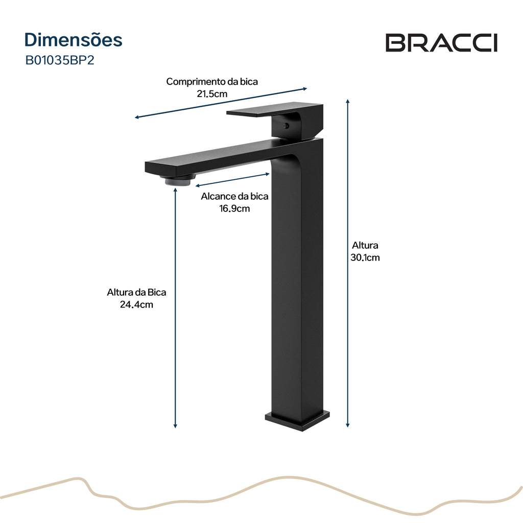 TORNEIRA MONOCOMANDO Q/F VENZA SLIM ALTO PRETO