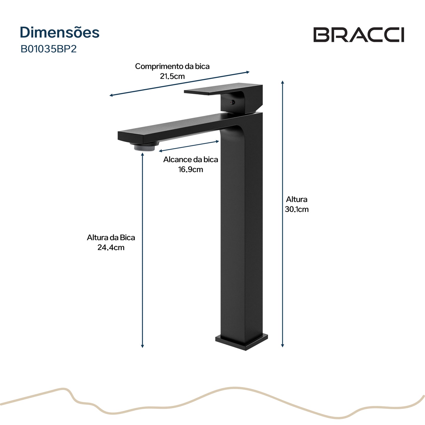 TORNEIRA MONOCOMANDO Q/F VERCCI SLIM ALTO PRETO