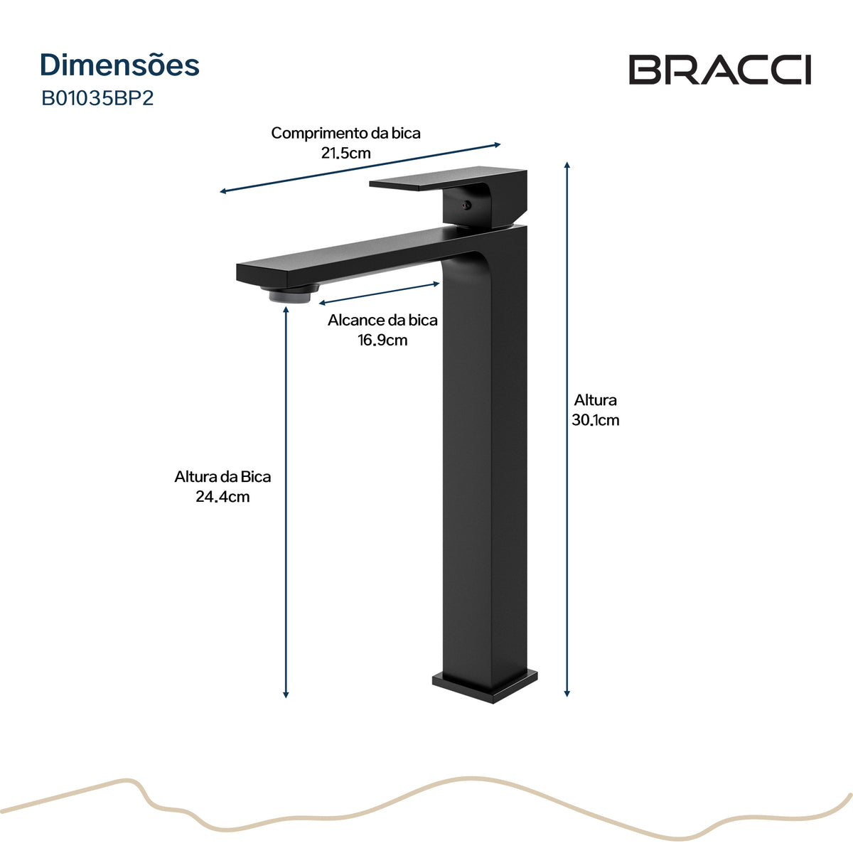 TORNEIRA MONOCOMANDO Q/F VENZA SLIM ALTO PRETO