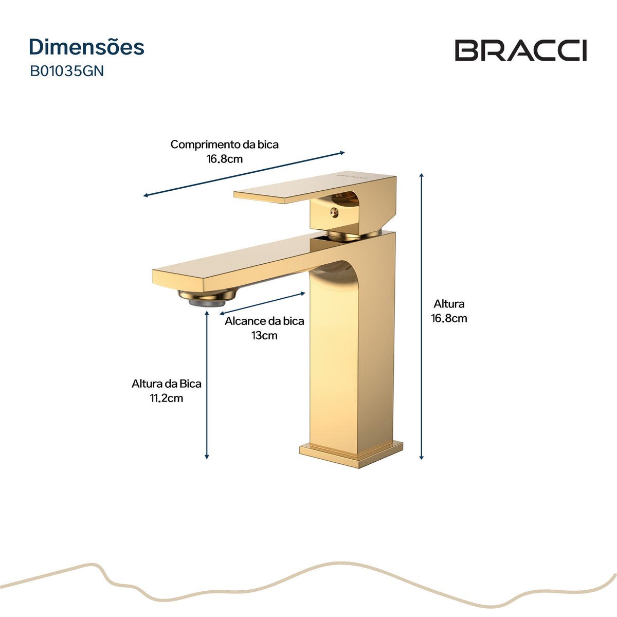 TORNEIRA MONOCOMANDO Q/F VENZA SLIM BAIXO DOURADO