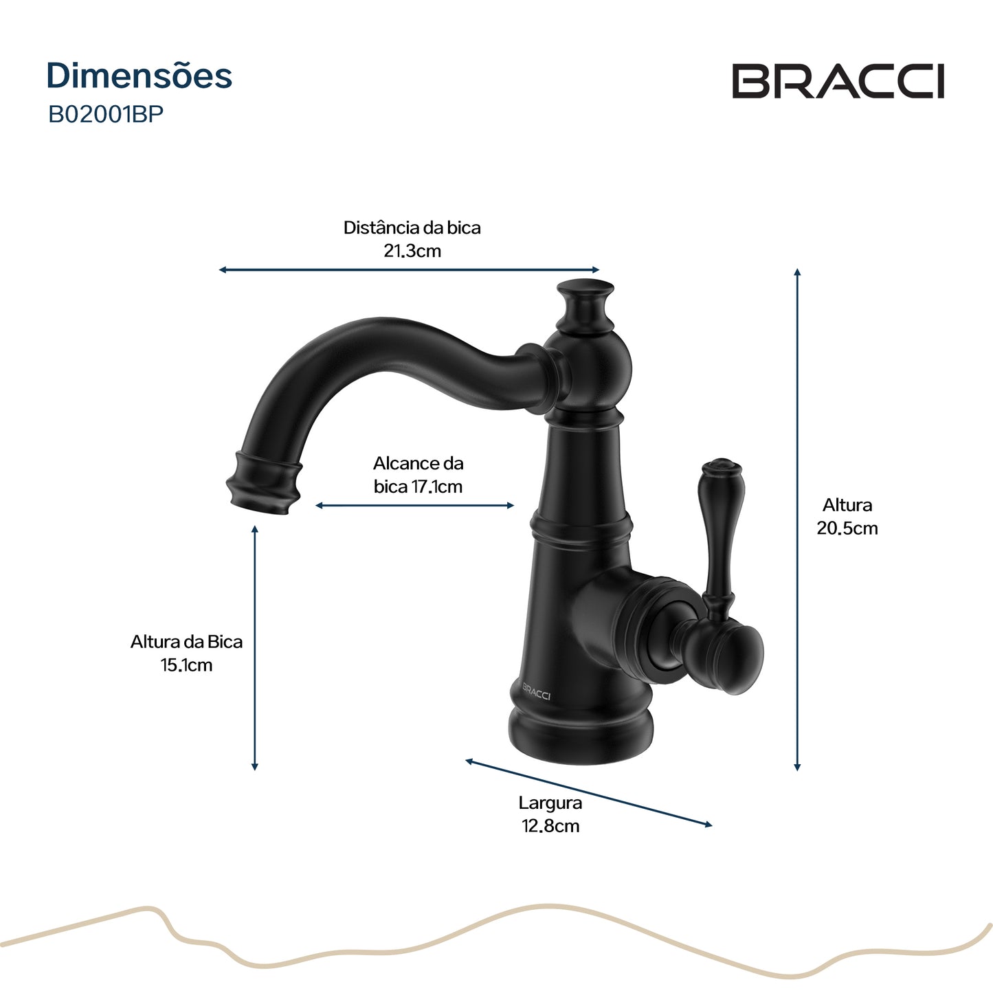 TORNEIRA MONOCOMANDO Q/F ST CLAIRE  PRETO PVD