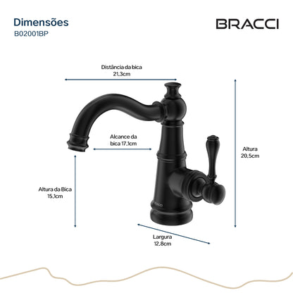 TORNEIRA MONOCOMANDO Q/F ST CLAIRE  PRETO PVD