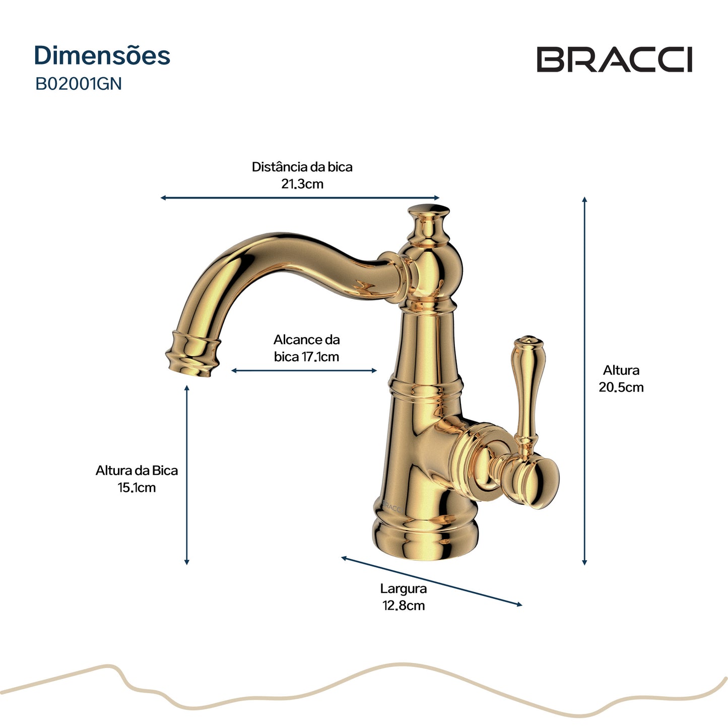 TORNEIRA MONOCOMANDO Q/F ST CLAIRE DOURADO