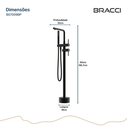 TORNEIRA MONOCOMANDO Q/F PARA BANHEIRAS PRETO