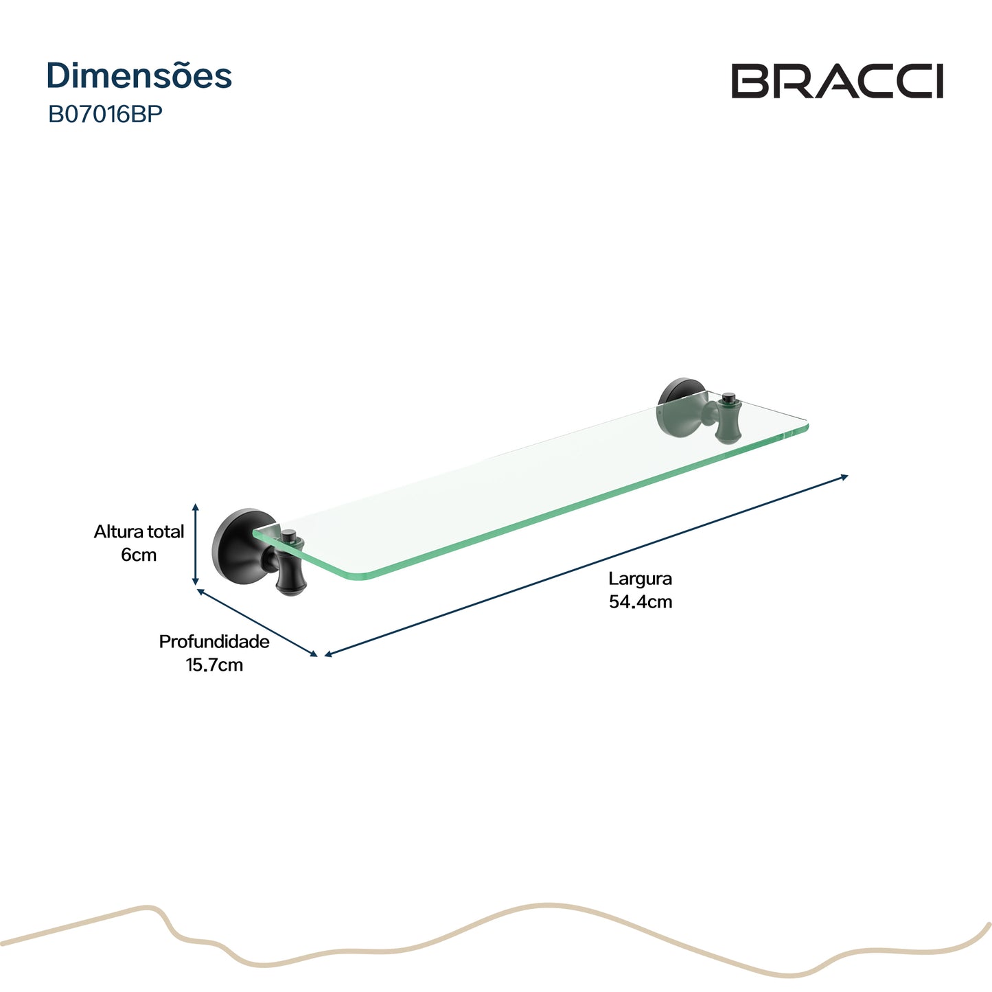 PRATELEIRA VIDRO PRETO