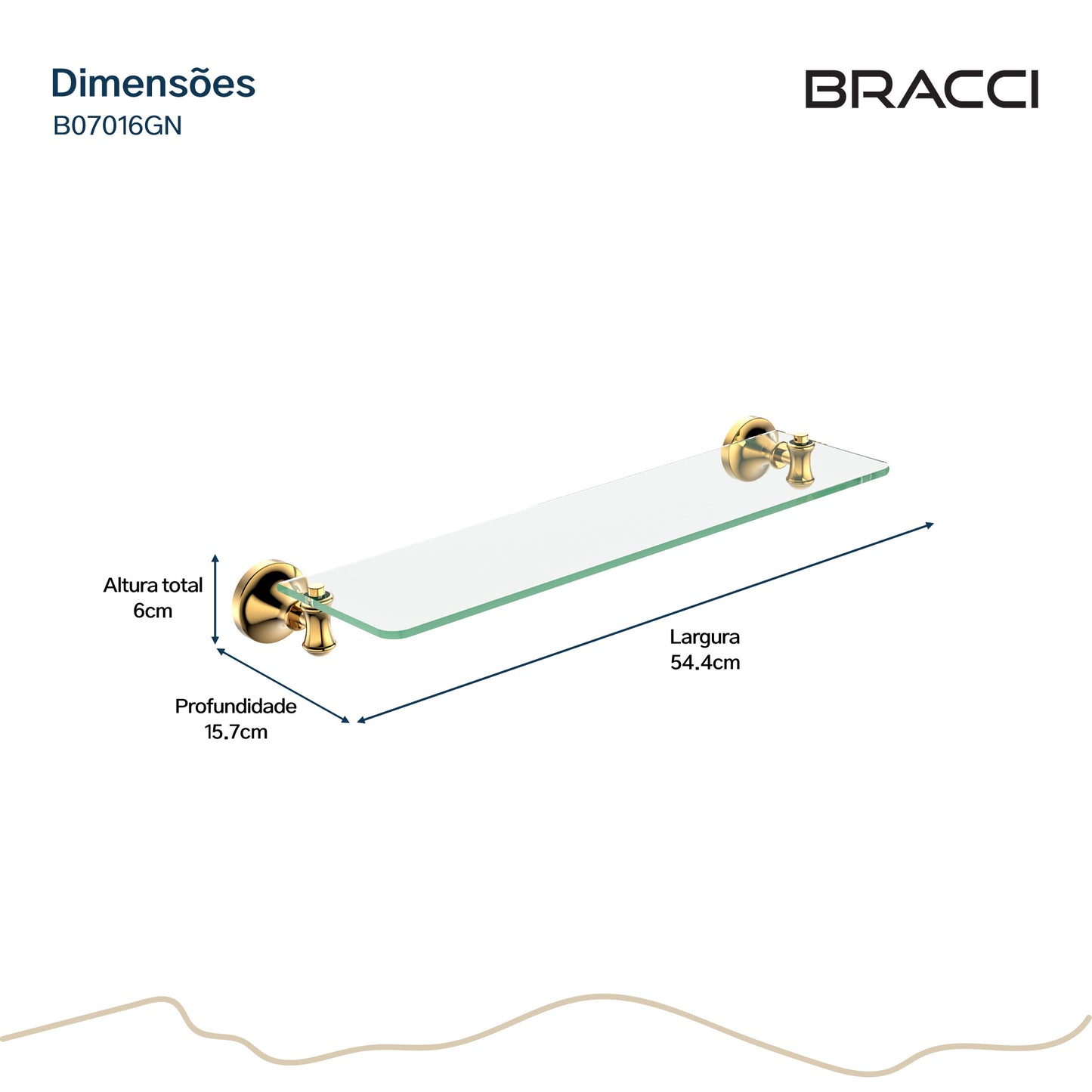 PRATELEIRA VIDRO DOURADO