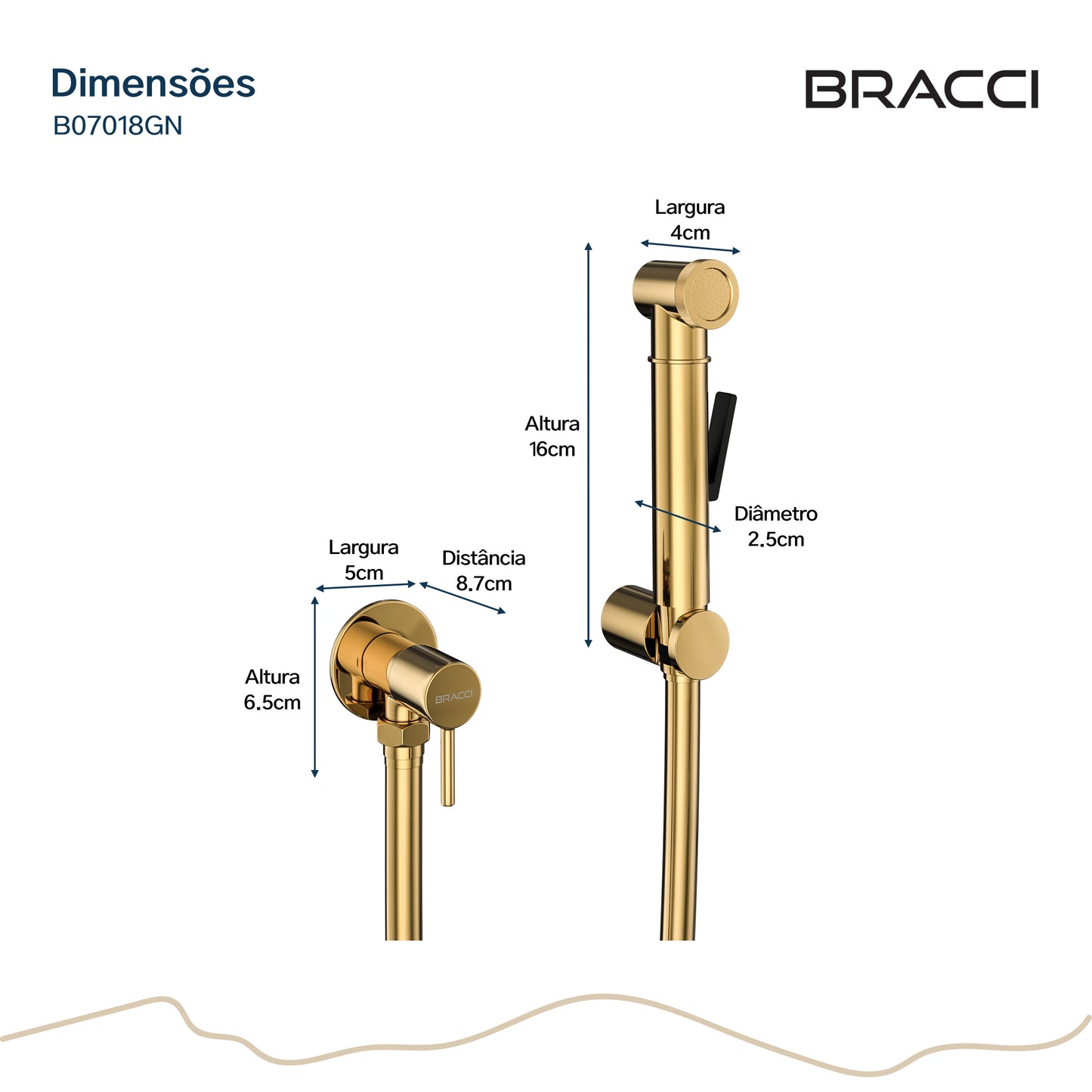 DUCHA HIGIÊNICA DOURADO ÁGUA FRIA