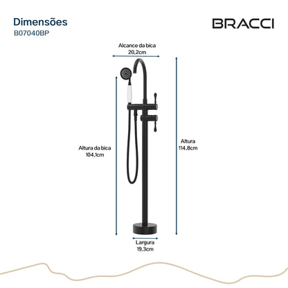 TORNEIRA MONOCOMANDO Q/F PARA BANHEIRAS PRETO