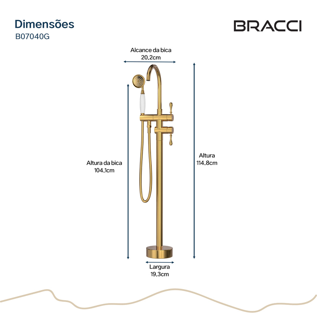 TORNEIRA MONOCOMANDO Q/F PARA BANHEIRAS DOURADO